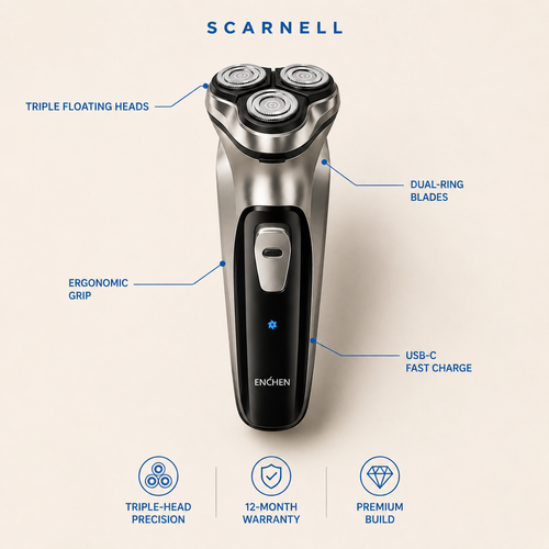 SCARNELL Axis 3D™ Electric Rotary Shaver